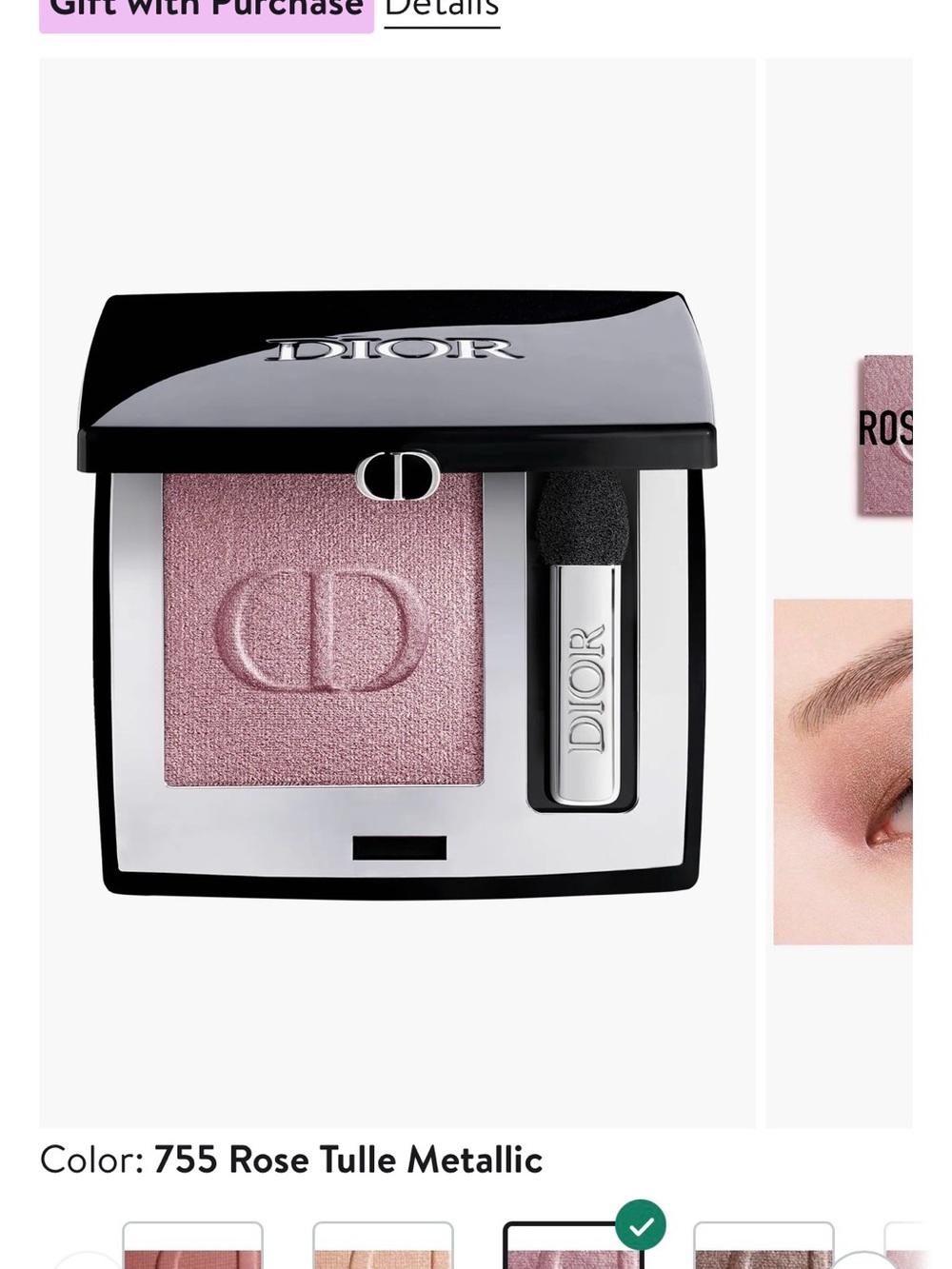 Dior Rose Tulle Metallic Single Eyeshadow 755 — Soft Shimmering Pink
